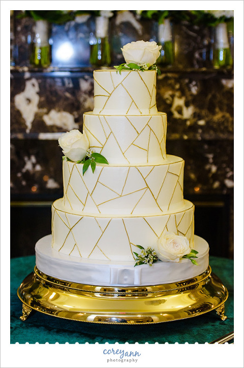 Geometric Gold Wedding Cake