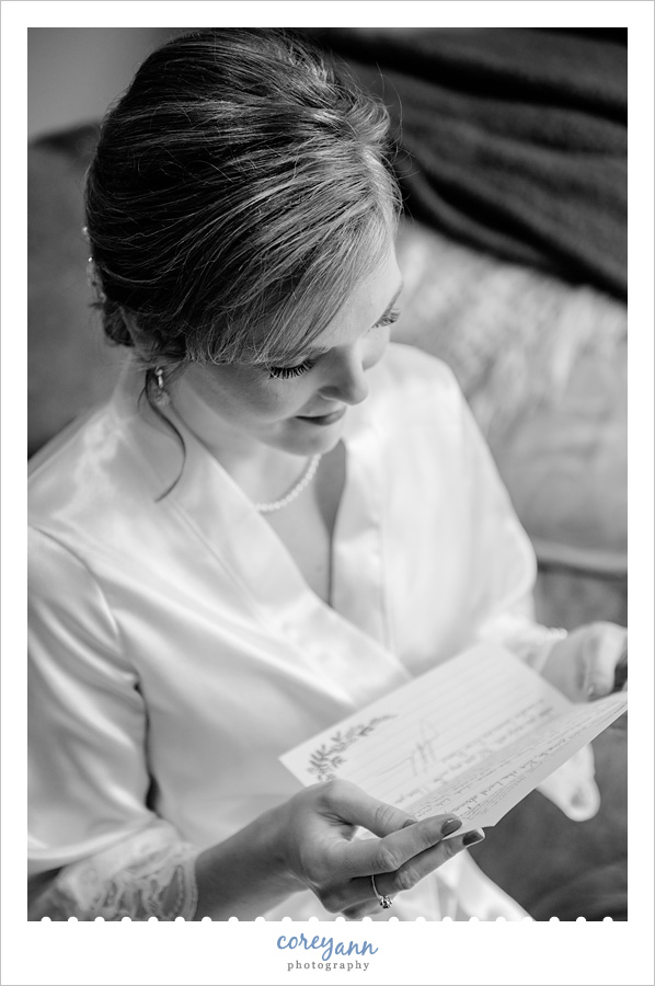 Bride Reading Letter from Groom
