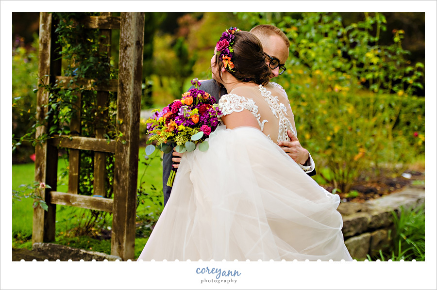 First Look before Wedding at Lantern Court at Holden Arboretum