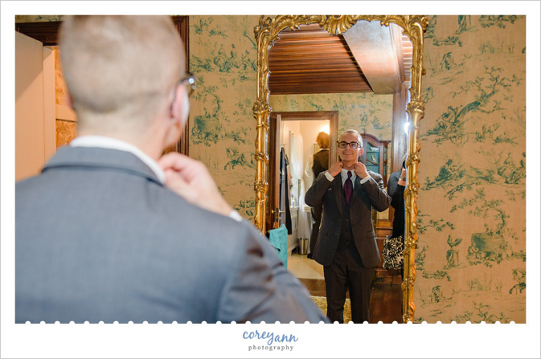 Groom Getting Ready for Wedding at Lantern Court