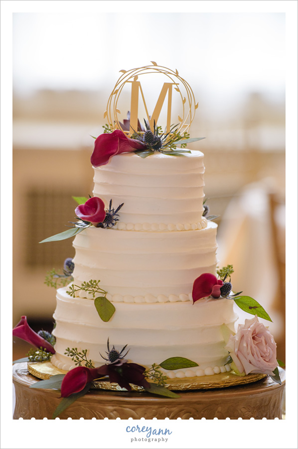 White Wedding Cake with Red Roses