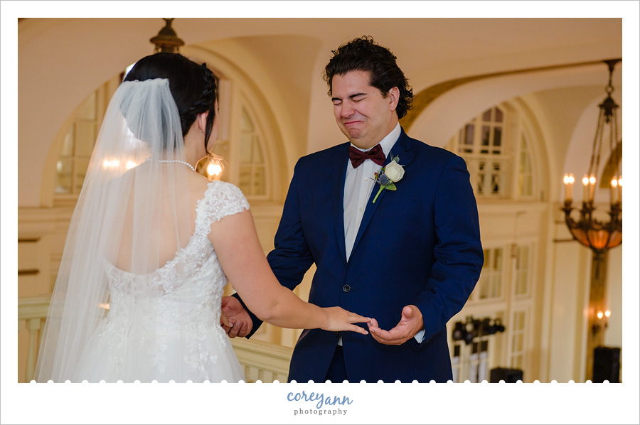 Bride and Groom First Look Before Wedding