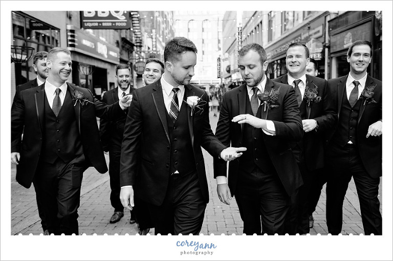 Groom and Groomsman in Downtown Cleveland