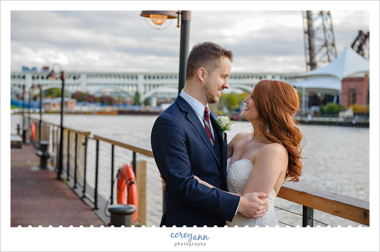 Wedding Photo in Downtown Cleveland in the Flats
