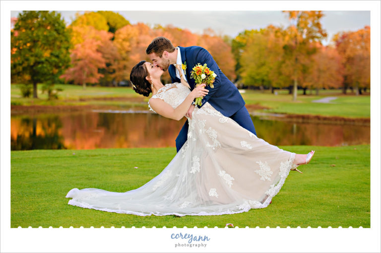 October wedding portrait at Tanglewood Club