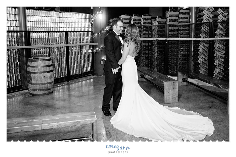 First Look before wedding at Masthead Brewing in Cleveland