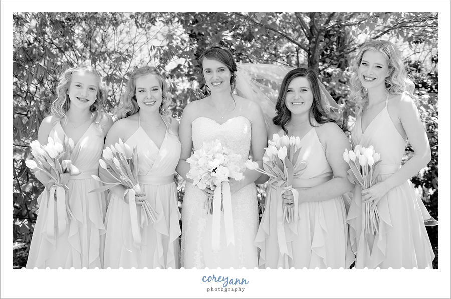 Bride and Bridesmaids at Secrest Arboretum