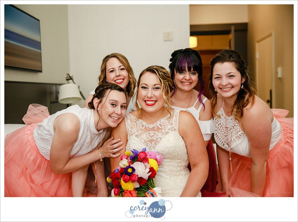 Bride and Bridesmaids at Hyatt Arcade Cleveland