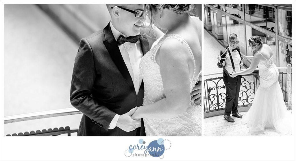 First Look before wedding at Hyatt Arcade Cleveland