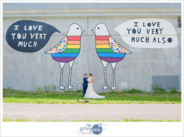 Brides with Rainbow Bird Mural in Cleveland