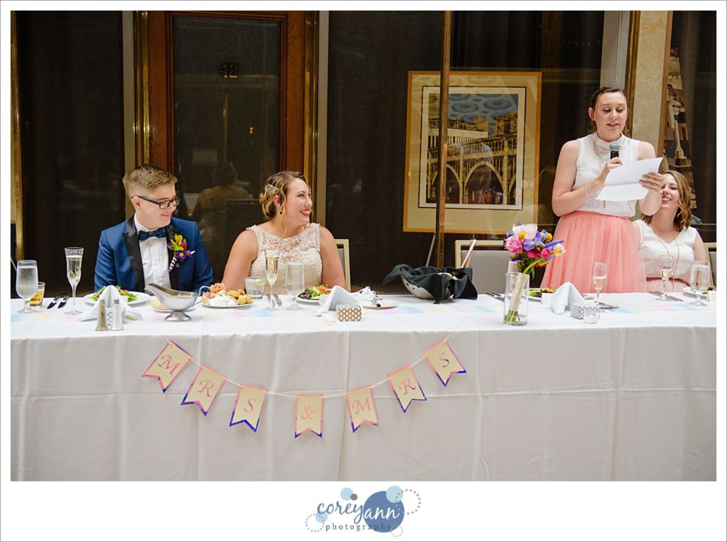 Same Sex Wedding Reception at Cleveland Hyatt Arcade