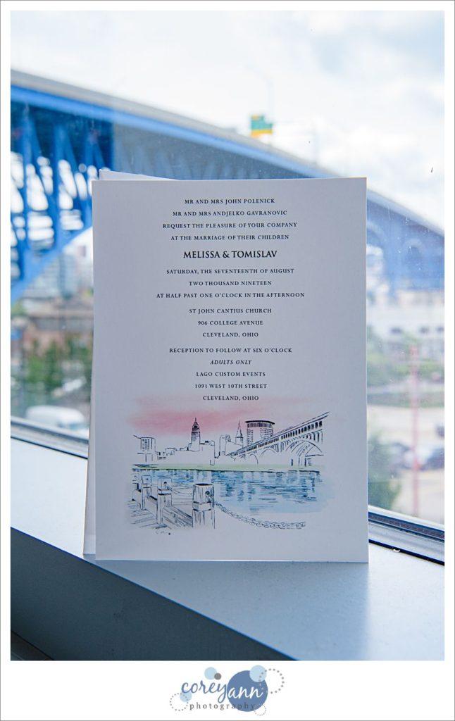 Hand Drawn Cleveland Wedding Invitation 