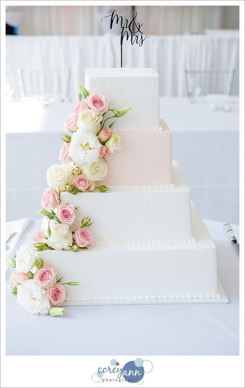 White and Pink Wild Flour Bakery Wedding Cake