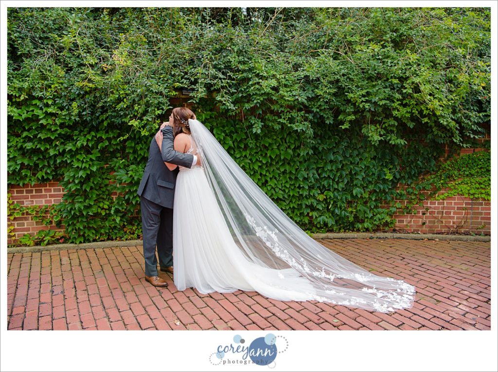 Father daughter first look before wedding
