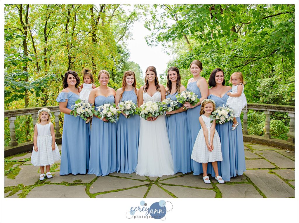 Bride and Bridesmaids before wedding at Stan Hywet