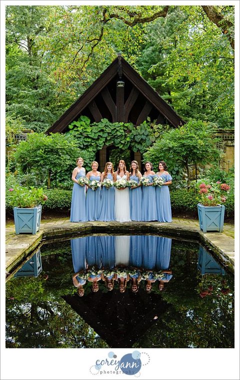 Bride and Bridesmaids before wedding at Stan Hywet