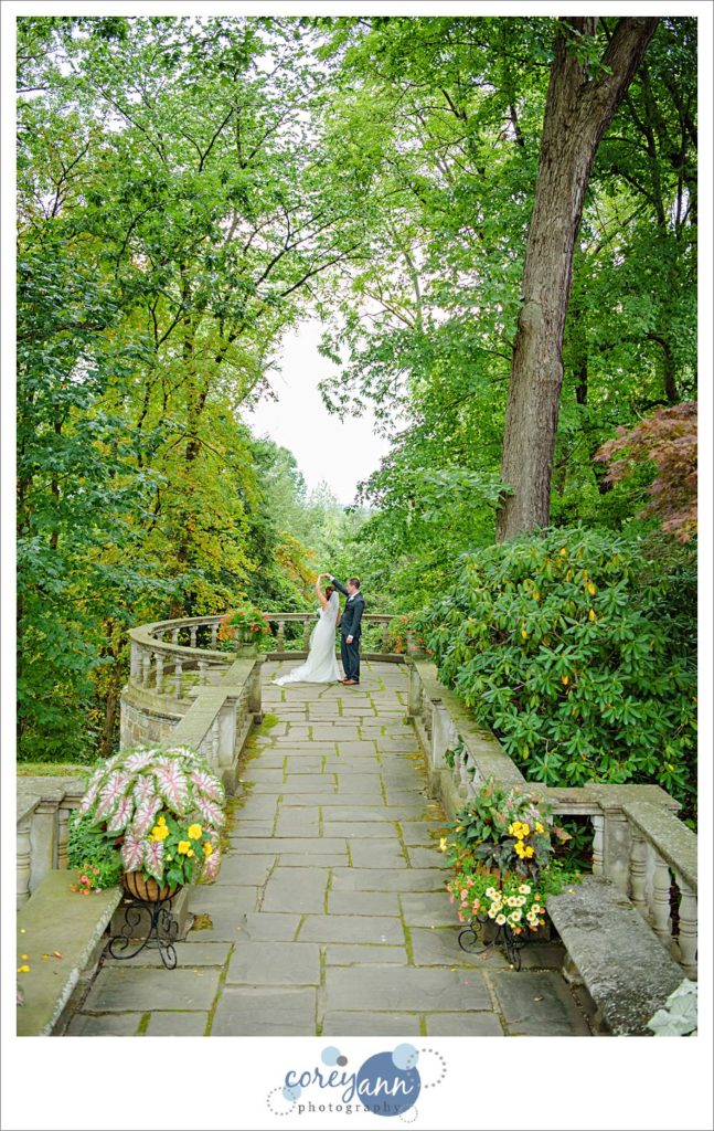 Wedding portrait on West Terrace at Stan Hywet