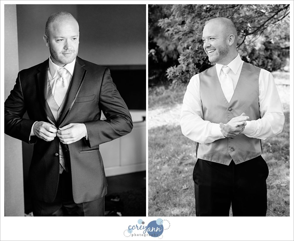 groom getting ready for ohio wedding