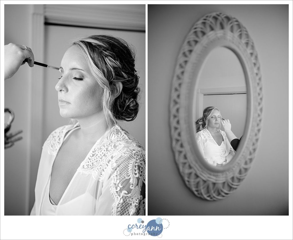 bride getting ready for wedding in Ohio