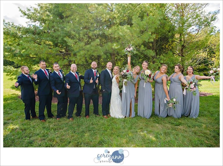 Wedding bridal party in grey and black
