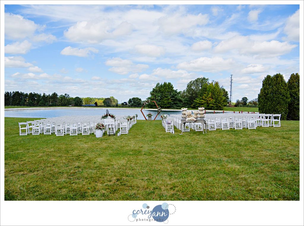 Outdoor wedding ceremony on a farm in Ohio