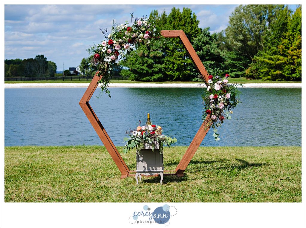 Wedding ceremony wooden octagon arch