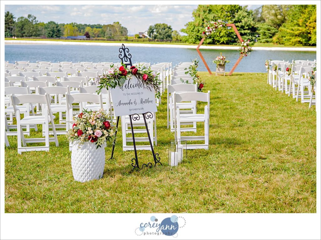 Outdoor wedding ceremony on a farm in Ohio