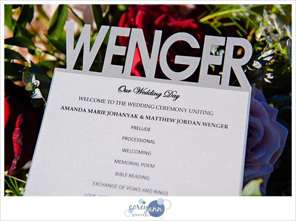 Modern wedding ceremony program