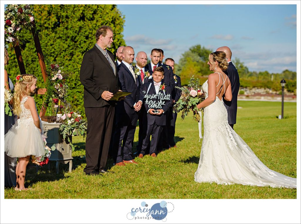 Outdoor Ohio wedding ceremony at a farm