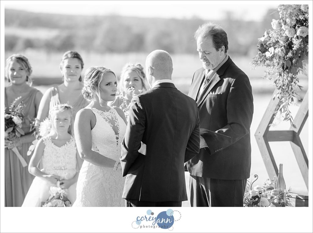 Outdoor Ohio wedding ceremony at a farm