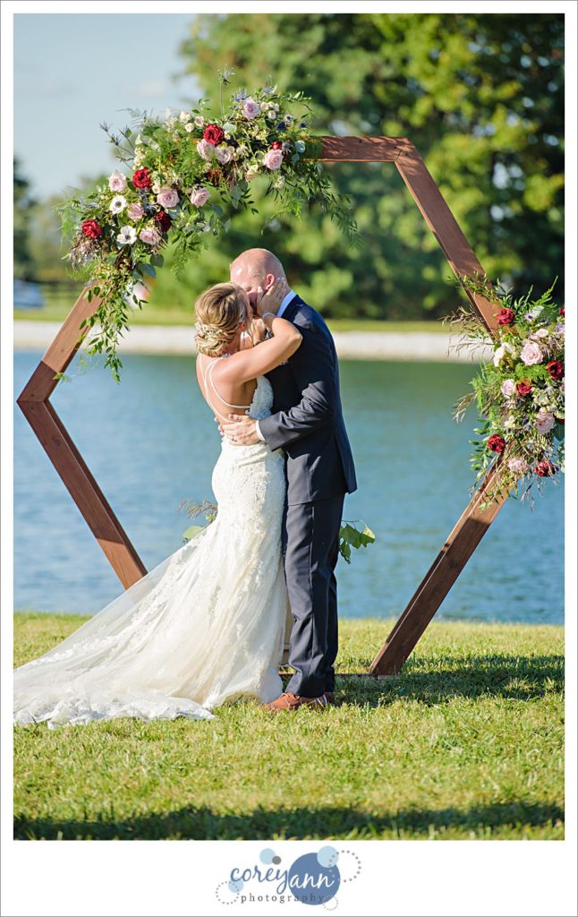 Outdoor Ohio wedding ceremony at a farm