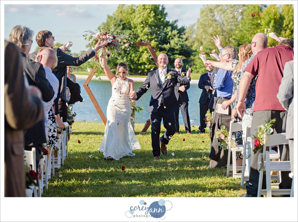 Outdoor Ohio wedding ceremony at a farm