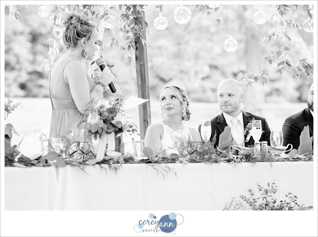 Outdoor wedding reception on a farm in Ohio