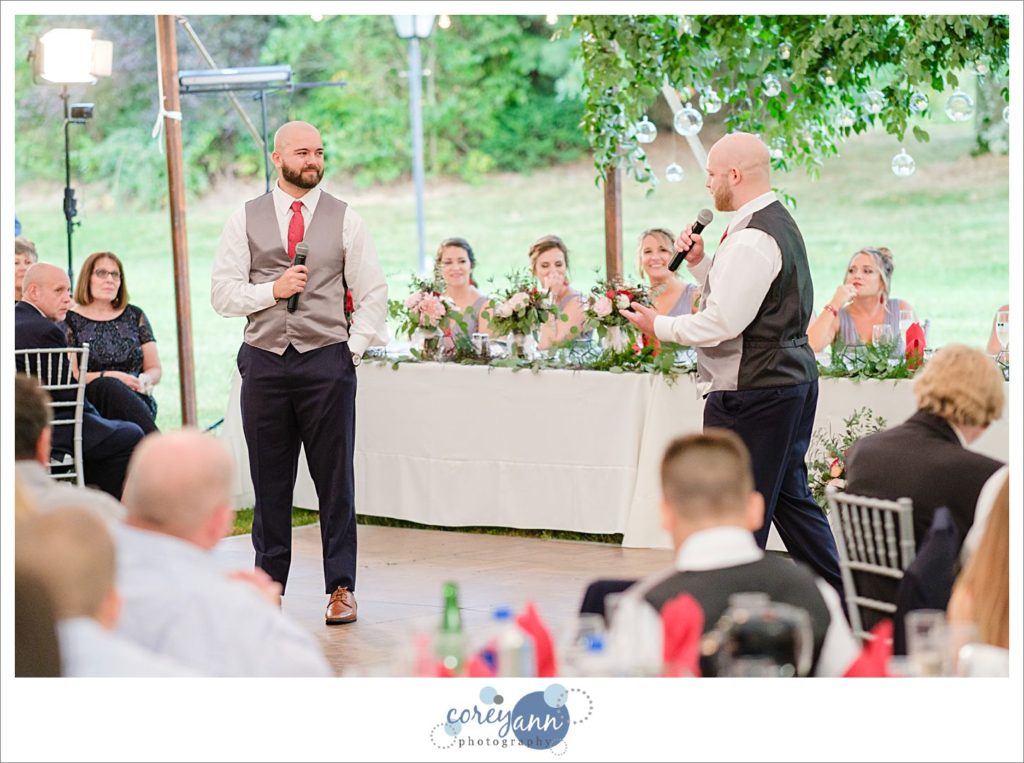 Outdoor wedding reception on a farm in Ohio