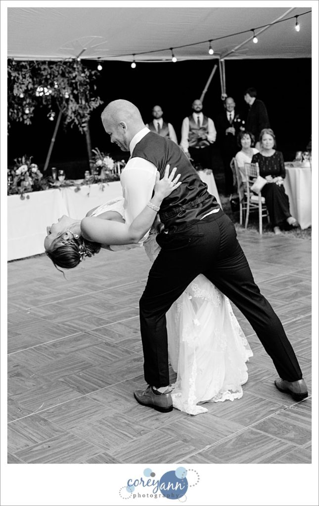 Outdoor wedding reception on a farm in Ohio