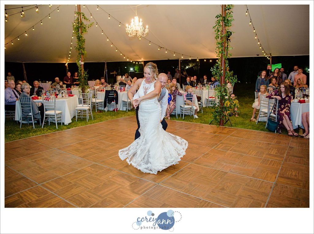 Outdoor wedding reception on a farm in Ohio