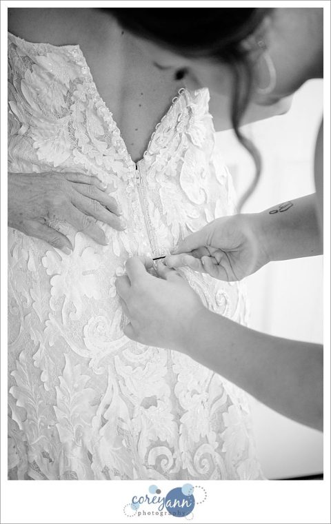 Bride getting ready for wedding at The Westfield Inn in Ohio