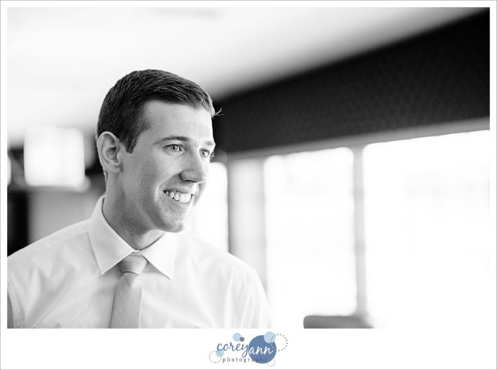 Groom getting ready for wedding at Blair Conference Center