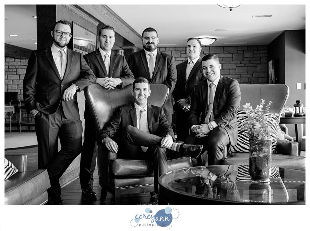 Groom and Groomsman before wedding at Blair Center