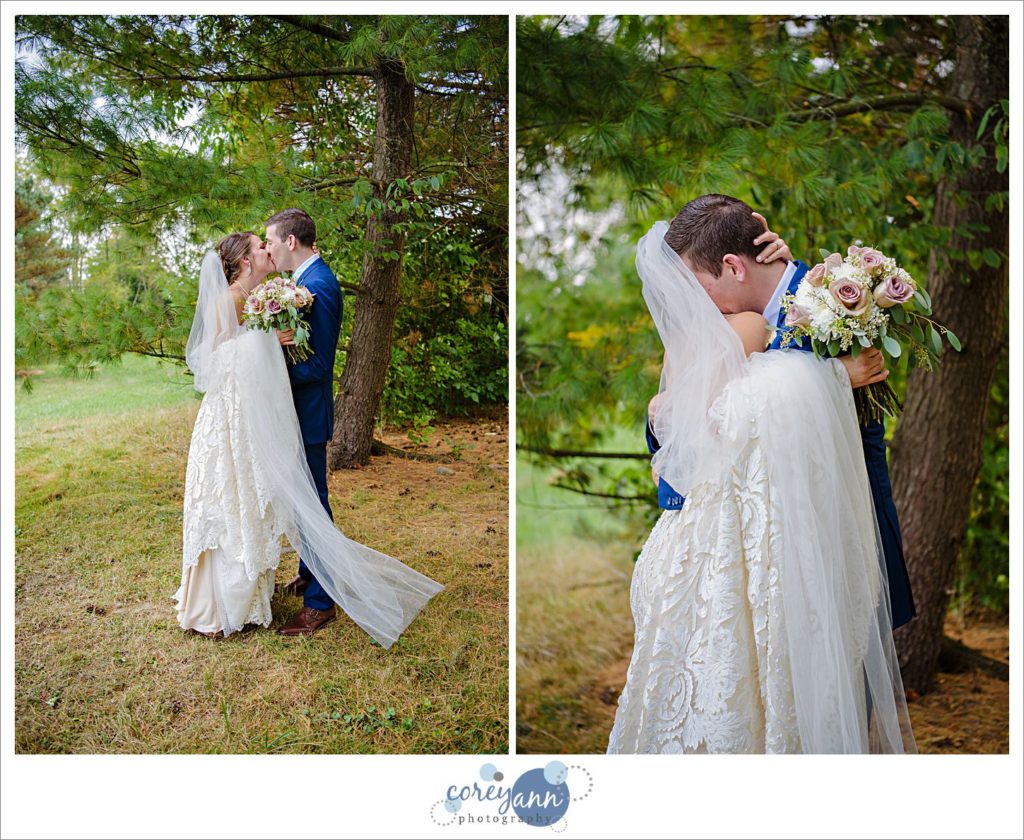 First Look between bride and groom before wedding