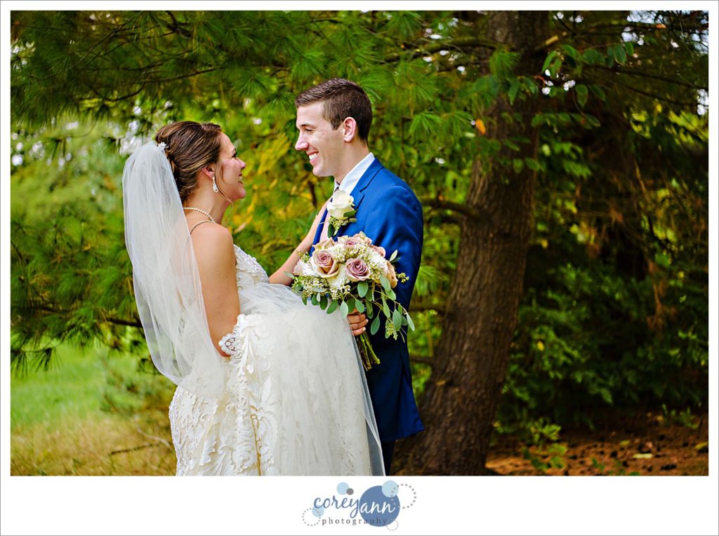 First Look between bride and groom before wedding