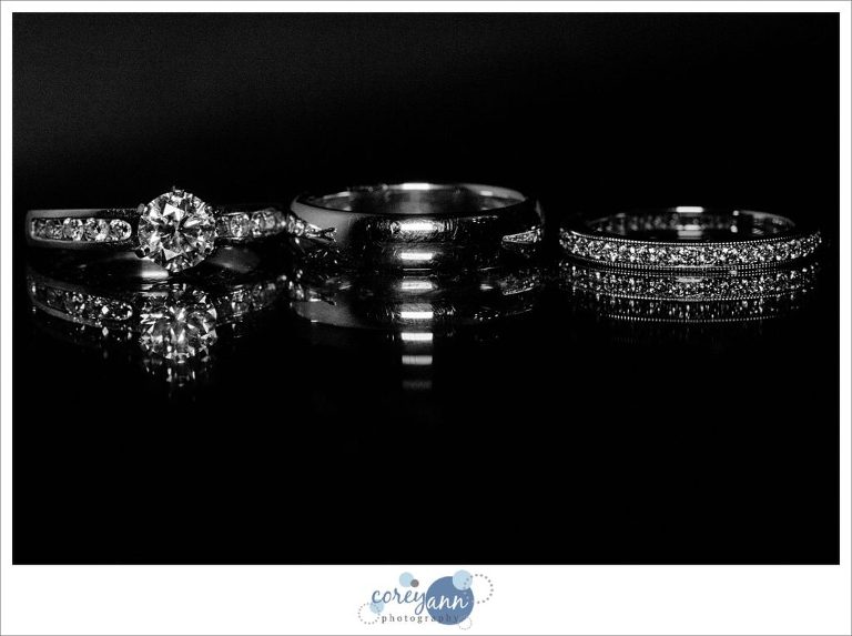 Wedding rings in black and white