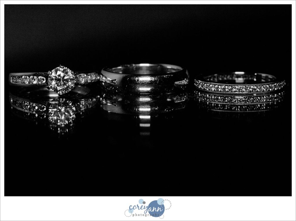 Wedding rings in black and white