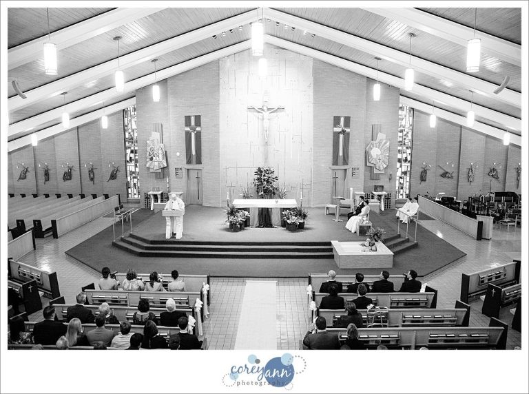October Wedding ceremony at Holy Family Church in Stow Ohio