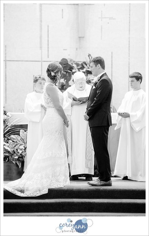 Wedding ceremony at Holy Family Church in Stow Ohio