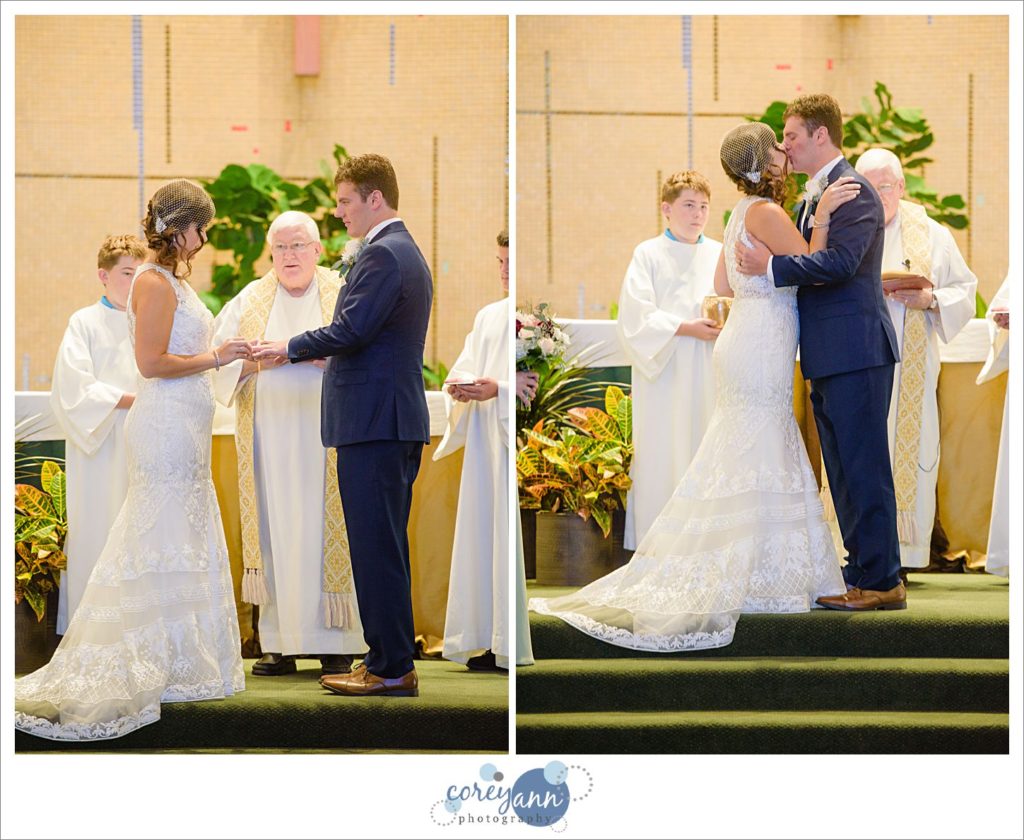 Wedding ceremony at Holy Family Church in Stow Ohio