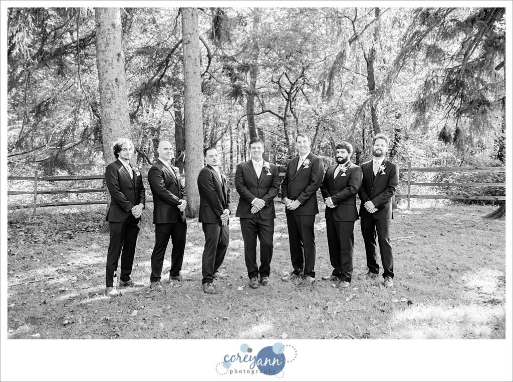 Groom and Groomsman wedding photos at Tallmadge Meadows