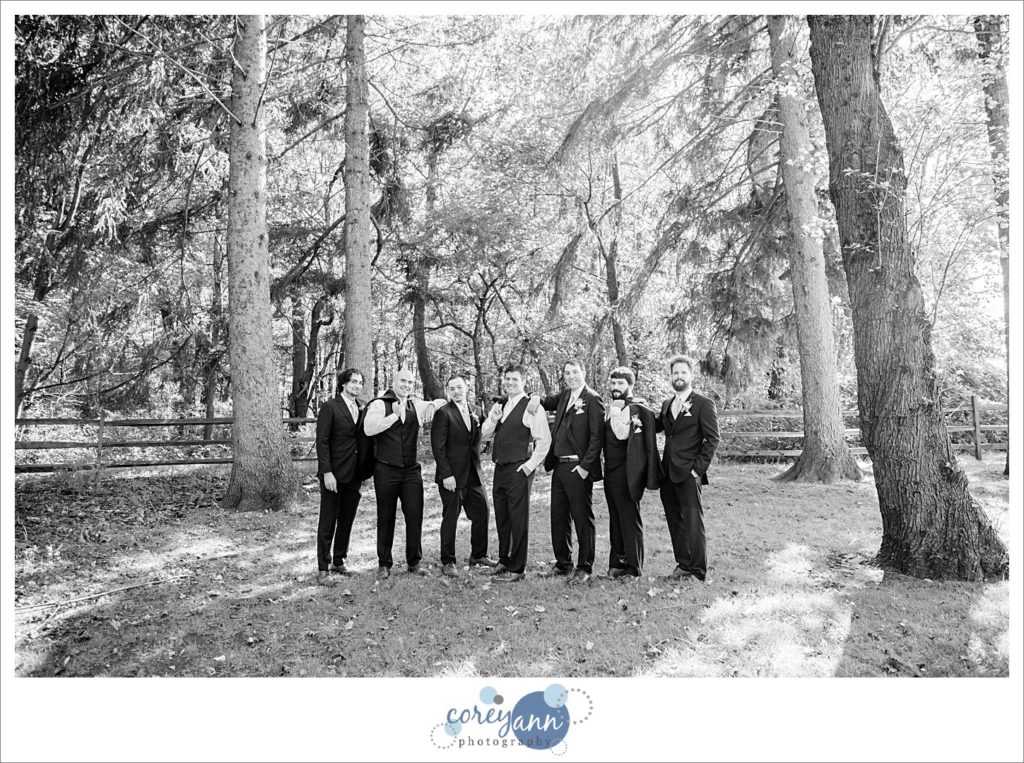 Groom and Groomsman wedding photos at Tallmadge Meadows