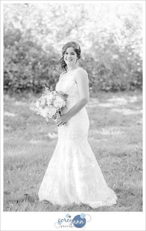Black and white portrait of bride in Ohio