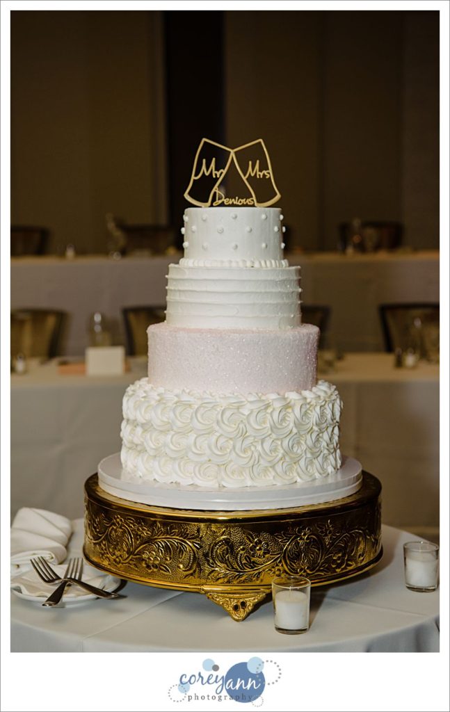 Pink and white wedding cake by Acme Fresh Market